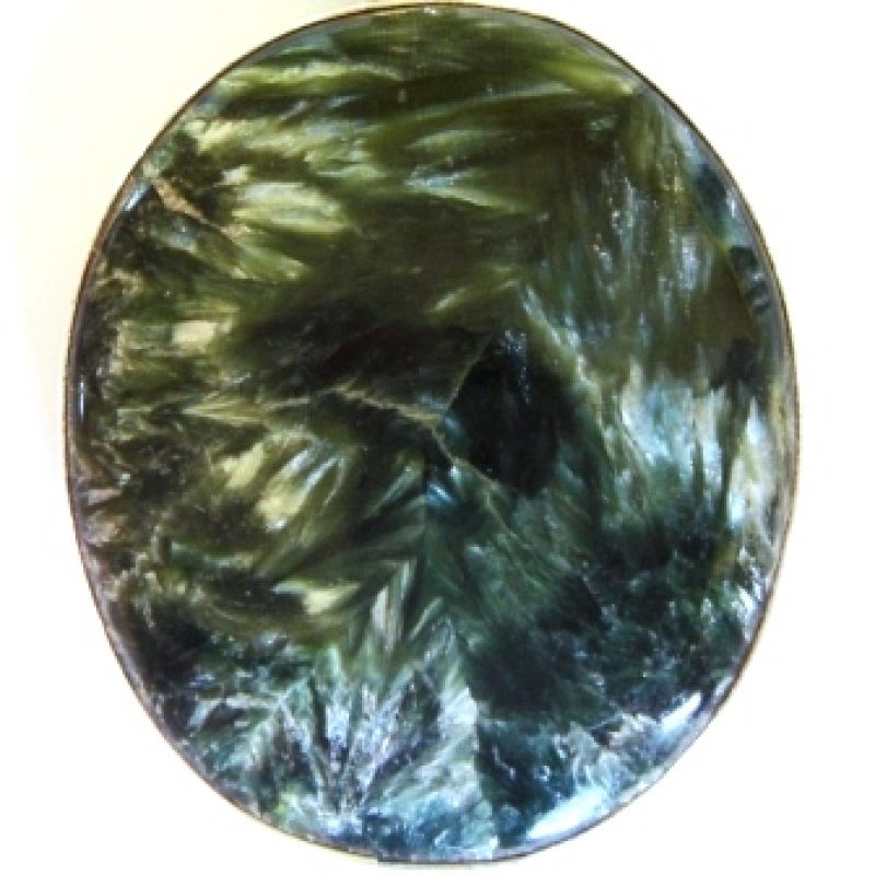 Seraphinite Cabachon crystal metaphysical properties, meanings, uses, benefits, healing energies, chakras